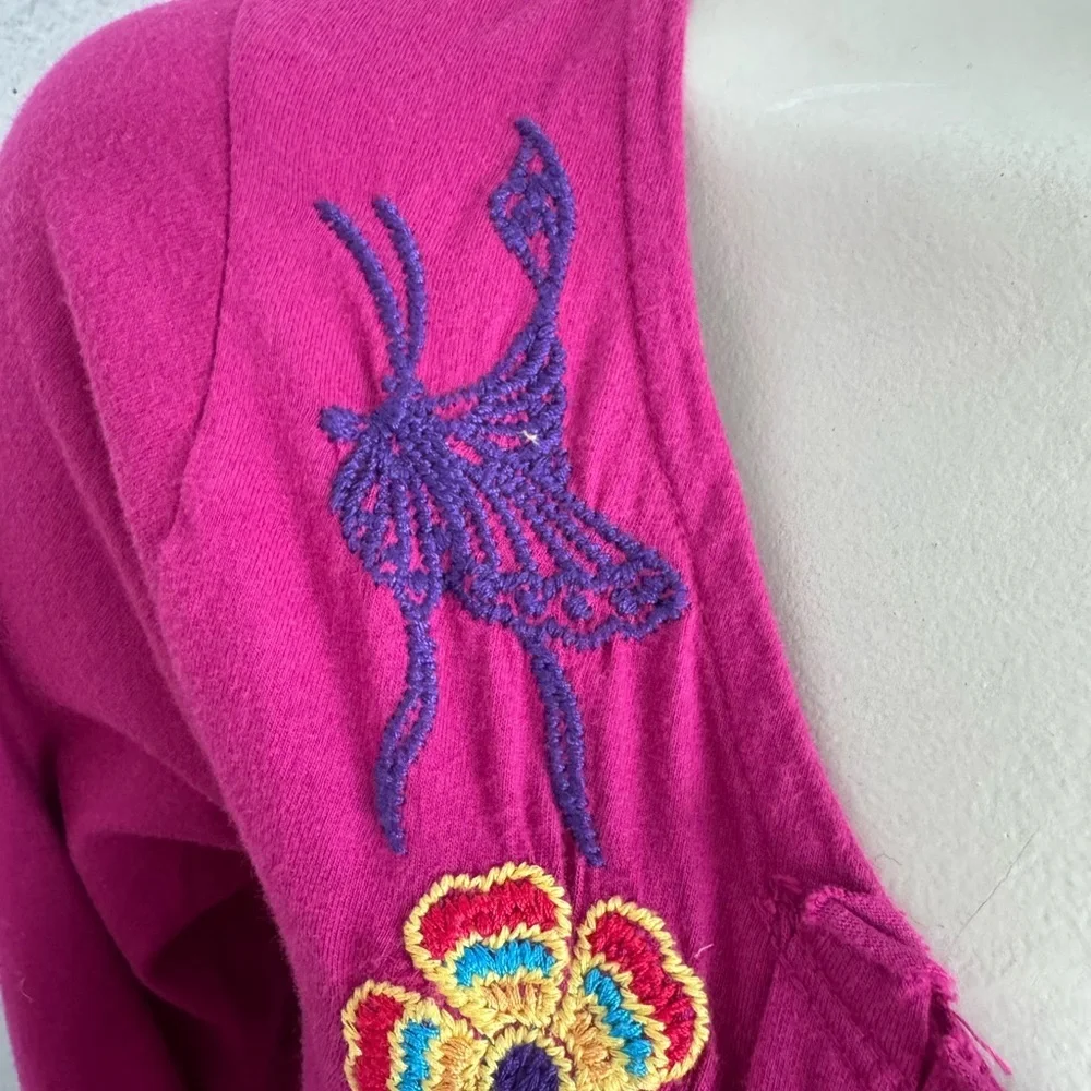 JWLA JOHNNY WAS PINK EMBROIDERED BOHO TOP SZ S - Picture 9 of 11